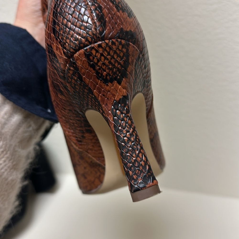 Sam Edelman Brown Snake Print Heeled Boots - Picture 6 of 11